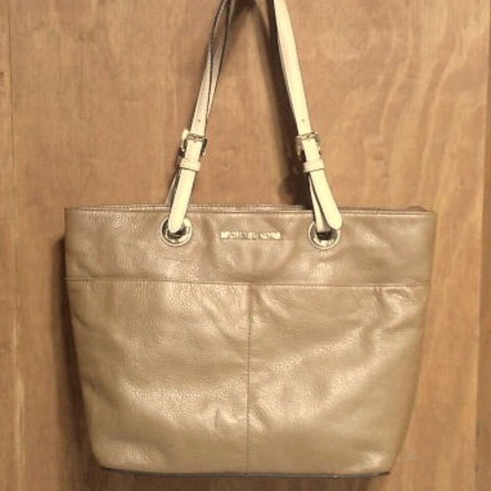 Michael Kors Brown Luggage Pebbled Leather Jet Tote